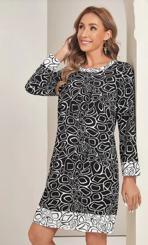 Contrast Print Tunic Dress