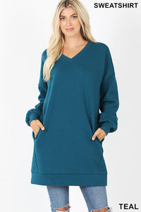 Oversized V Neck Sweatshirt