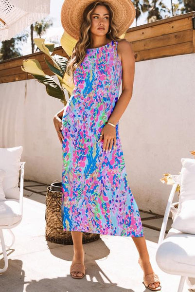 Purple Abstract Maxi Dress