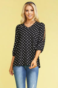 V Neck 3/4 Split Sleeve