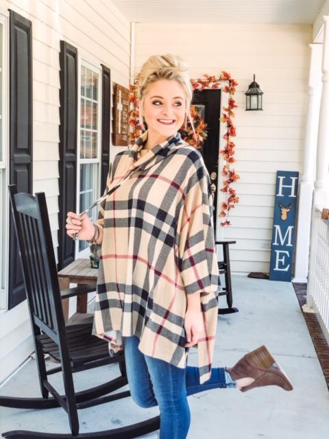 Plaid Poncho Top