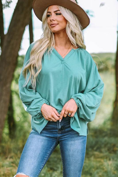 Dolman Sleeve V Neck Top