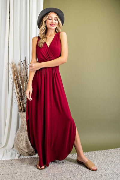 Surplice U-Hem Maxi Dress