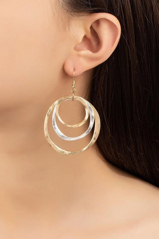 Three Hammered Two Tone Hoops