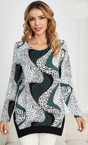 Multi Print Split Hem Top