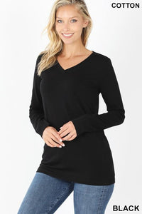 V Neck Long Sleeve T- Shirt