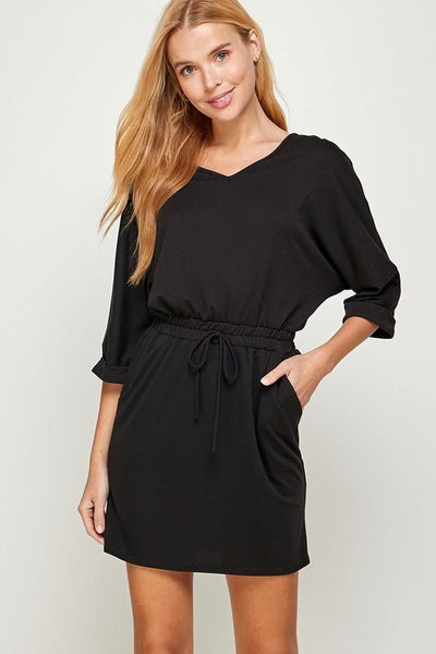 V neck elastic Waist Dress