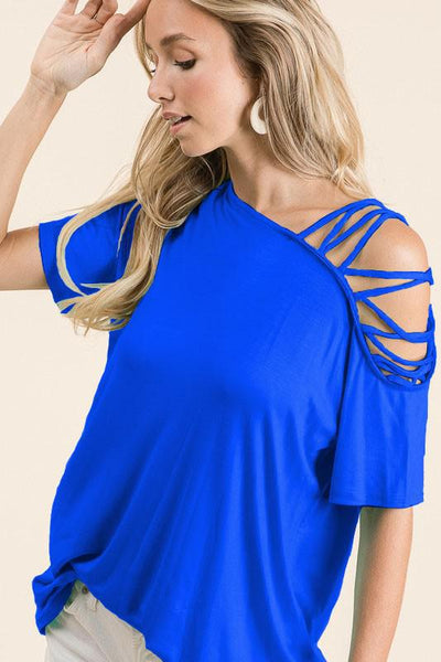 Open Shoulder Jersey Knit Top