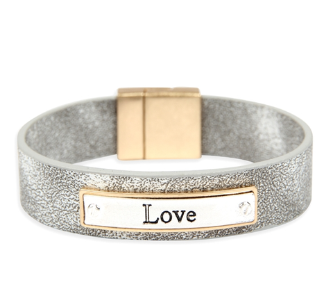 Love Faux leather Message Bracelet