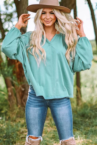 Dolman Sleeve V Neck Top