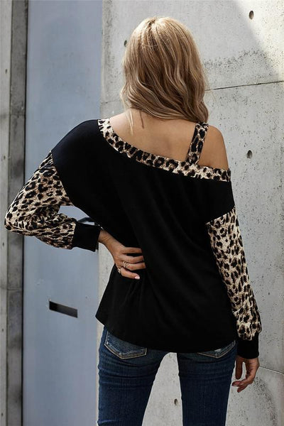 One Shoulder Leopard Top