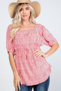 Off Shoulder Plaid Top