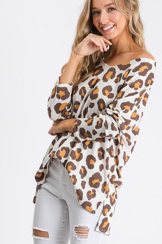 Ivory Drop Shoulder Animal Print