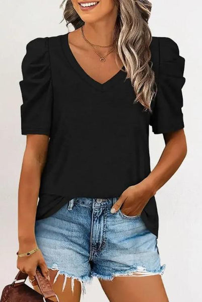 Black Puff Sleeve Top