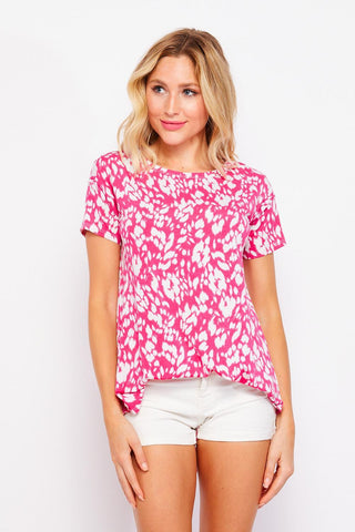 Short Sleeve Animal Print Top