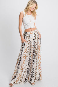 Leopard Print Wide Leg Pants