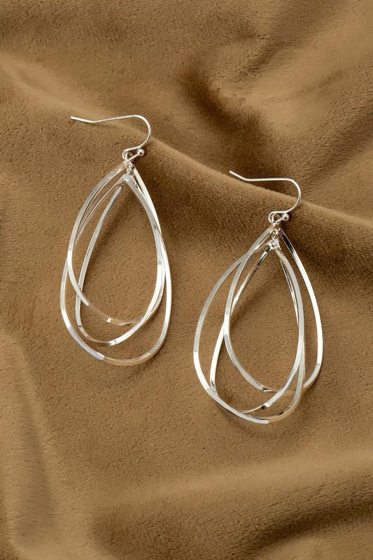 Three Teardrop Hoop Earrings