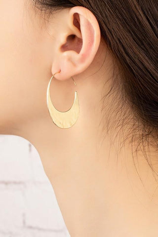 Dangling Hammered Crescent Earrings