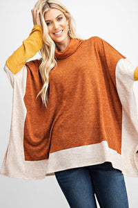 Poncho Style Turtle Neck Top