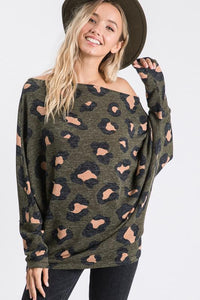 One Shoulder Leopard Print Top