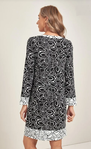 Contrast Print Tunic Dress