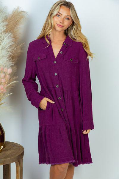 Tiered Wash Shirt Dress