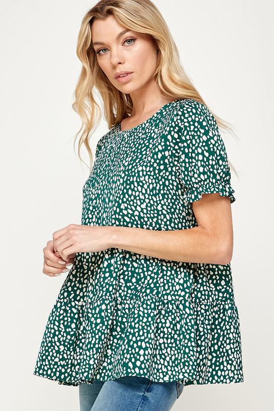 Tiered Animal Print Top