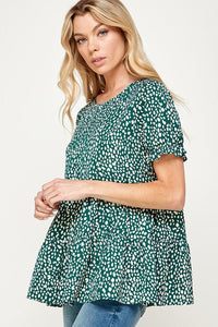 Tiered Animal Print Top