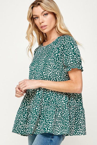 Tiered Animal Print Top