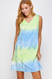 Tie Dye V Neck Dress