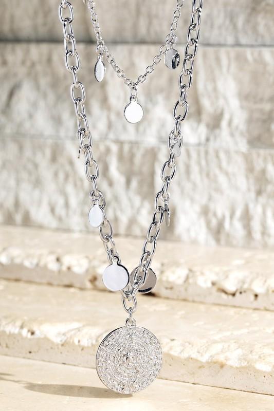 Coin Pendant and layered Necklace