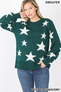 Round Neck Star Pattern Sweater