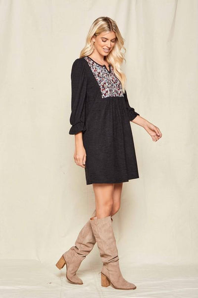 Yoke Contrast Sweater Dress