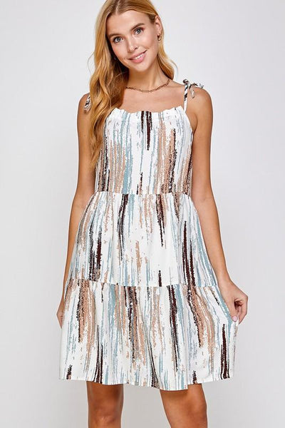 Tie Dye Sleeveless Tiered Dress