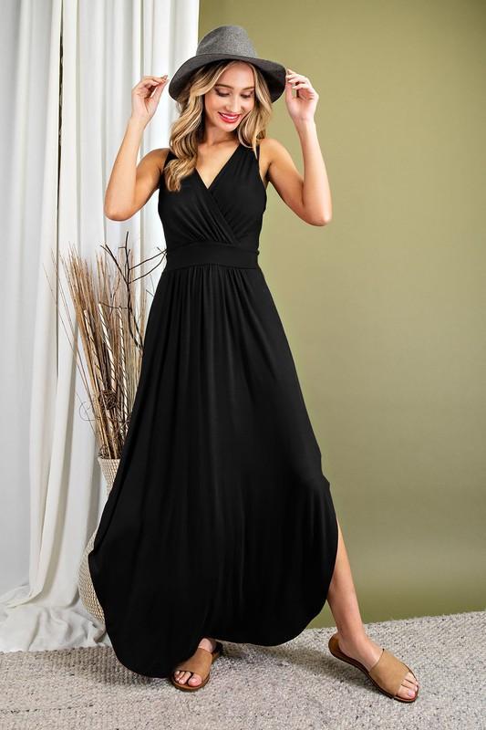 Surplice U-Hem Maxi Dress