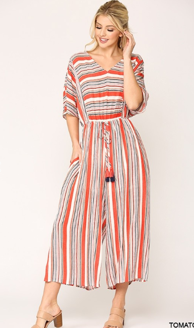 Multi Striped Wide Leg Jumpsuit