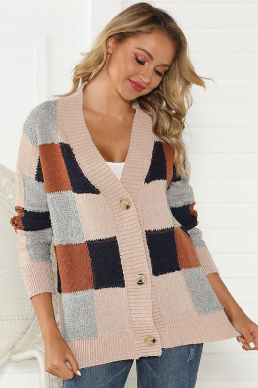 Multi-Blush Patchwork Cardigan