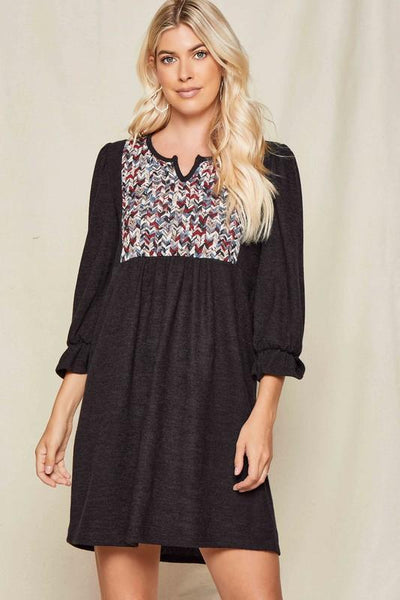 Yoke Contrast Sweater Dress