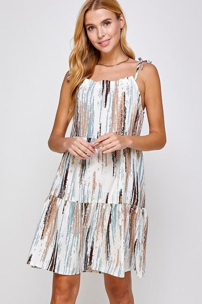 Tie Dye Sleeveless Tiered Dress