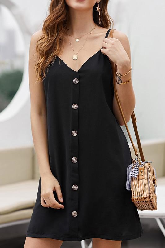 Spaghetti Strap Button Down Cami Dress