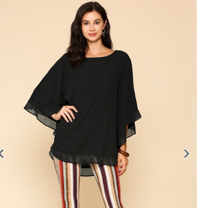 Sheer Flowing Cape Top