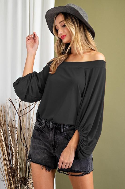 Off Shoulder Top with Puff Sleeves