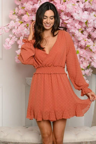 Swiss Dot Ruffle Hem Dress