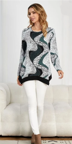 Multi Print Split Hem Top