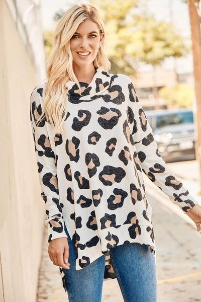 Leopard Cowl Neck Tunic