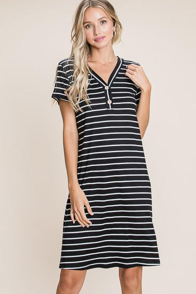 Faux Button Dress