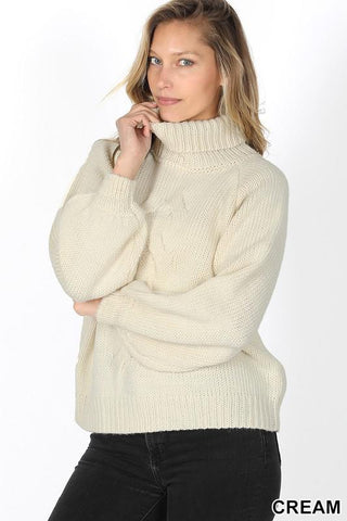 Chunky Cable Knit Turtleneck Sweater