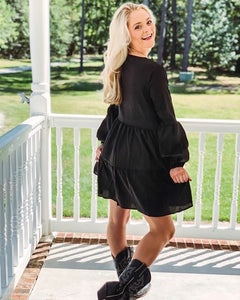 V Neck Flowy Swing Dress