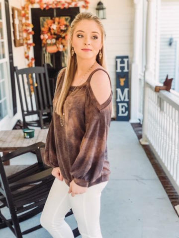 Tie Dye One Shoulder Long Sleeve Top