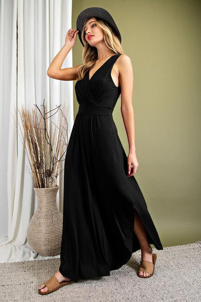 Surplice U-Hem Maxi Dress